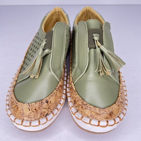 Breathable Avocado Light Weight Womens Size 7 Casual Sneaker Cork- Like Accent - Picture 3 of 9